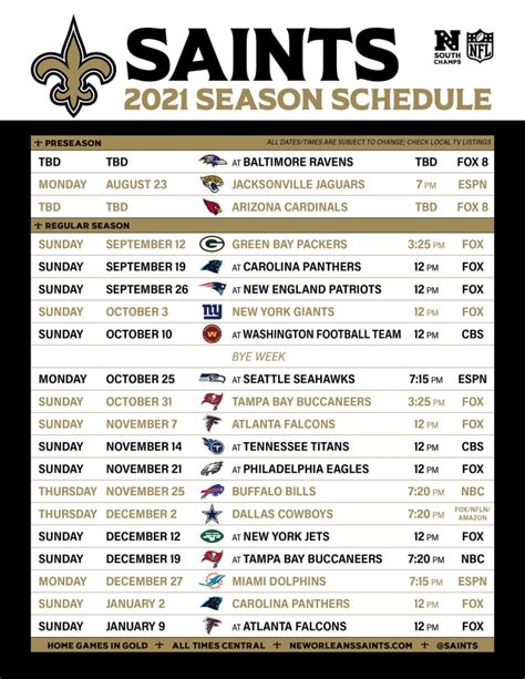 2021 New Orleans Saints Schedule Revealed - Sports Illustrated New Orleans Saints News, Analysis ...