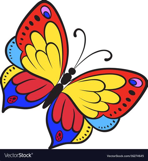 Pop art style butterfly sticker Royalty Free Vector Image