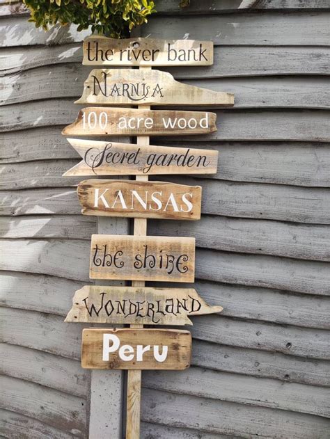 Large Personalised rustic wood wedding way sign signpost | Etsy