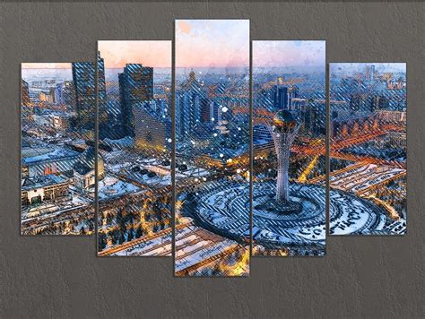 Nur-sultan Canvas Print Nur-sultan Skyline Nur-sultan Wall - Etsy