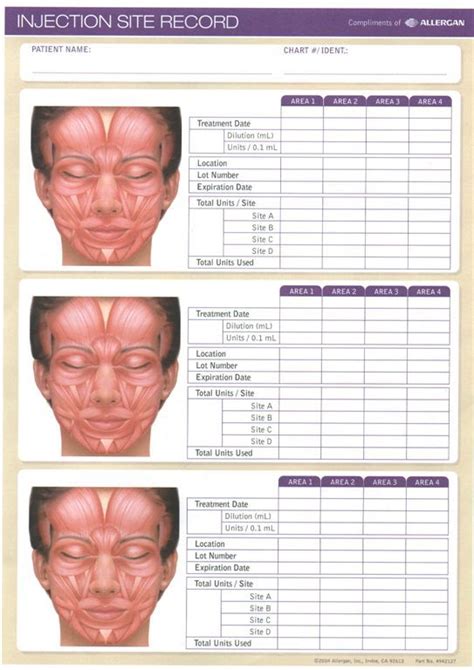 Template Botox Face Chart