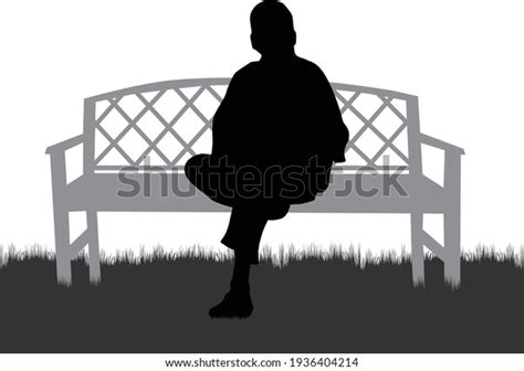 Black Silhouette Man Sitting On Bench Stock Vector (Royalty Free ...