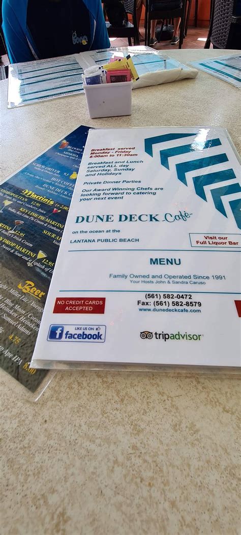 Menu at Dune Deck Café restaurant, Lantana