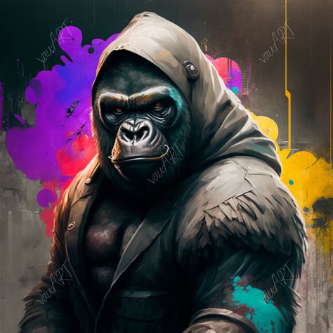 Gorilla Graffiti Digital Art AI Generated Animal Print Wall Art AI Art ...