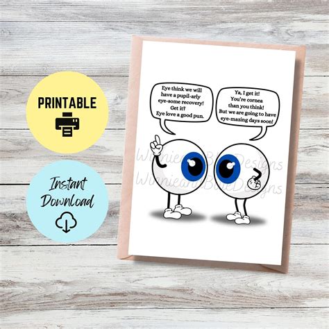 Printable Eye Surgery Recovery Card Funny Get Well Soon From Cataract Surgery and Laser ...