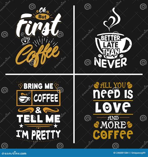 Coffee Quotes Design Emblem Badge Vector Bundle. Stock Vector - Illustration of banner ...