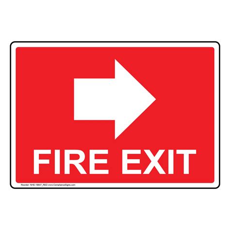 Fire Exit [With Right Arrow] Sign NHE-19647_RED