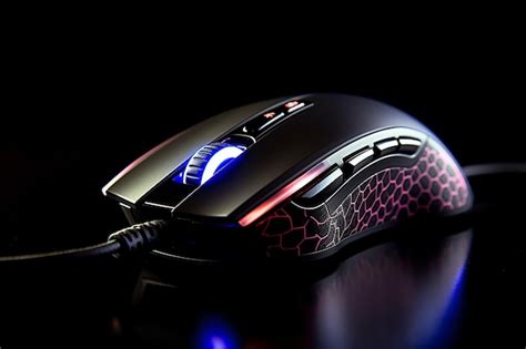 Premium AI Image | a mouse with a red and blue light on it