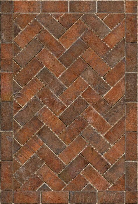 an old brick floor pattern in brown tones