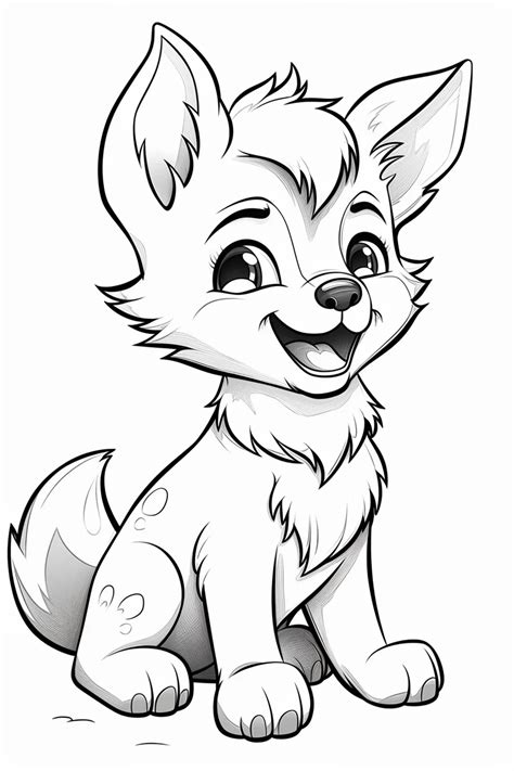 Easy Baby Wolf Coloring Pages for Kids - Free Printable