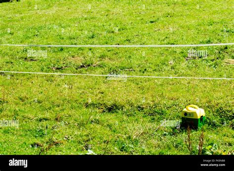 Cattle electric fence with power source Photographed in Tirol, Austria Stock Photo - Alamy