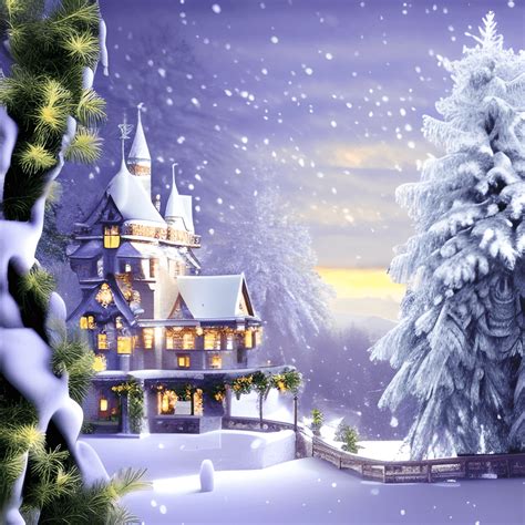 Winter Wonderland Castle in a Snowy Fantasy Forest · Creative Fabrica