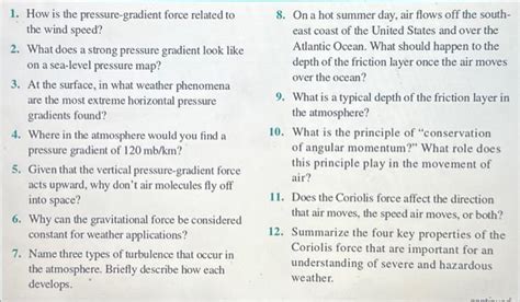 Solved 1. How is the pressure-gradient force related to the | Chegg.com