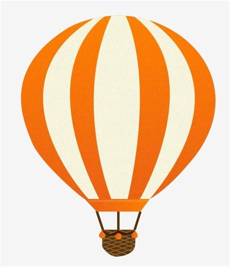 Orange and White Striped Hot Air Balloon - PSD and PNG Image Material