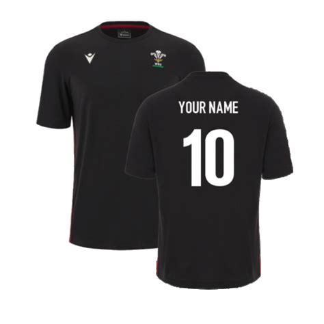 2023-2024 Wales Rugby Travel Cotton Shirt (Black) (Your Name)