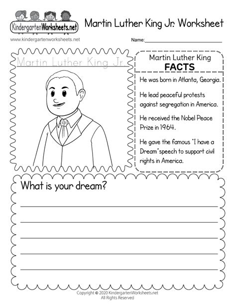 Free Printable Martin Luther King Jr. Coloring Worksheet for Kindergarten