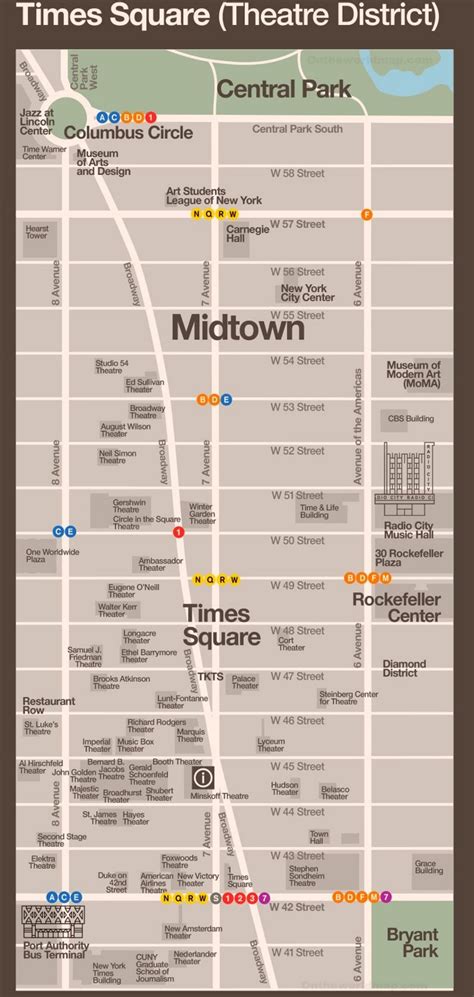 Map of Times Square - Ontheworldmap.com