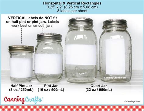 Canning Label Size Charts for Mason Jars