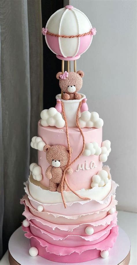 25 Baby Girl First Birthday Cake Ideas : Two-Tiered Ombre Pink Cake