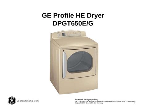 GE Profile HE Dryer Service Manual for Models DPGT650E & DPGT650G