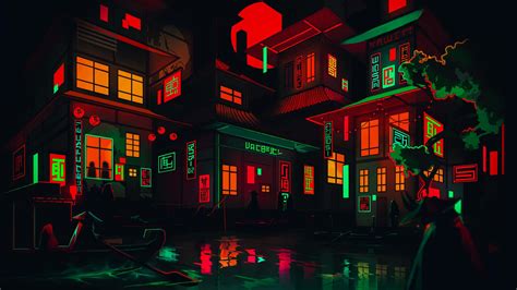 Download A City With Neon Lights Wallpaper | Wallpapers.com