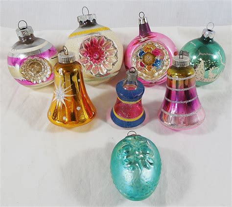 Vintage Lot of 8 Mercury Glass Christmas Holiday Tree Ornaments - Bells, Stars | eBay