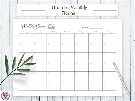 Undated Monthly Planner By HelArtShop | TheHungryJPEG