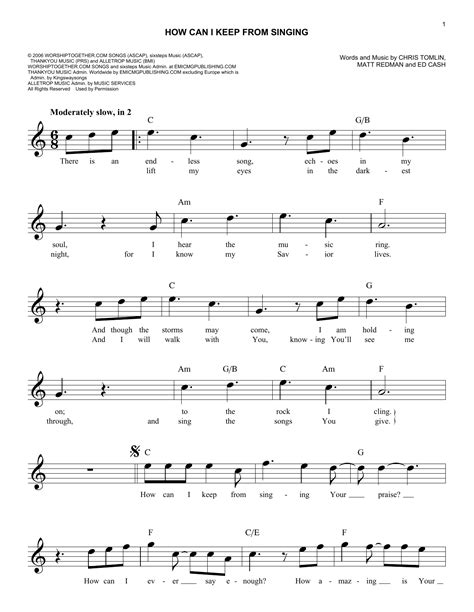 How Can I Keep From Singing by Chris Tomlin Sheet Music for Easy Lead Sheet / Fake Book at Sheet ...