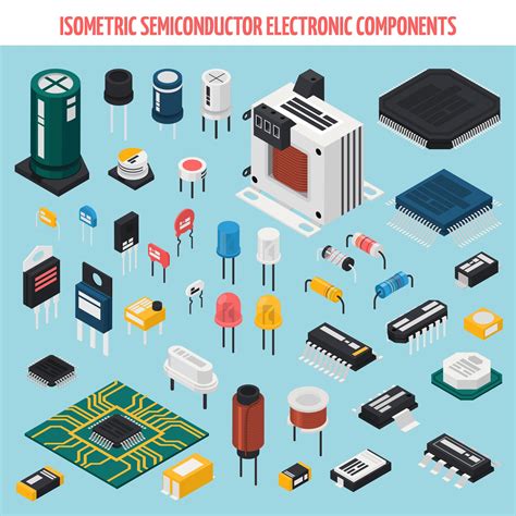 Isometric semiconductor electronic components set 1406562 Vector Art at ...