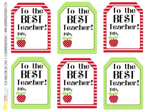 Printable Teacher Appreciation Gift Tags The Best Teacher