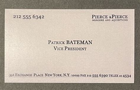 Patrick Bateman American Psycho Prop Business Card | eBay