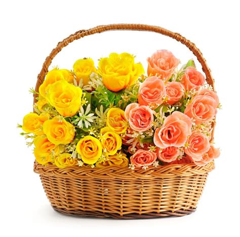 Flowers in basket stock image. Image of fabric, bouquet - 24785345