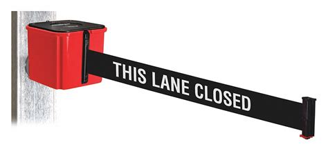 RETRACTA-BELT Retractable Belt Barrier, Black with White Text, This Lane Closed - 52CZ56 ...