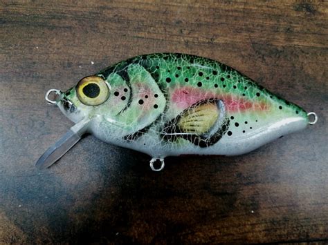 MiniCrank Rainbow Trout - Handmade Wooden Fishing Lures for Freshwater