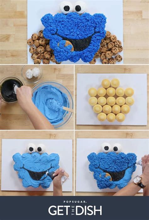 Cookie Monster Cupcake Cake Tutorial as featured in MyCakeSchool.com's roundup of favorite ...