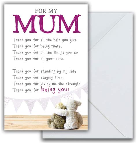 Mum Birthday Card, Kind Words Birthday Card For Mum, For My Mum Greeting Card, Thankyou, Mum ...