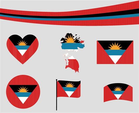 Antigua and Barbuda Flag Map Ribbon Heart Icons Vector Illustration 3134865 Vector Art at Vecteezy