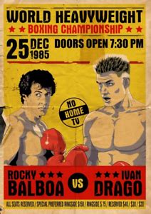 Rocky IV Rocky Balboa VS Ivan Drago Fight Poster/Print > Stallone ...