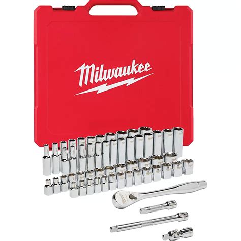 Milwaukee Tool 3/8 -inch Drive SAE/Metric Ratchet and Socket Mechanics Tool Set (56-Piece) | The ...