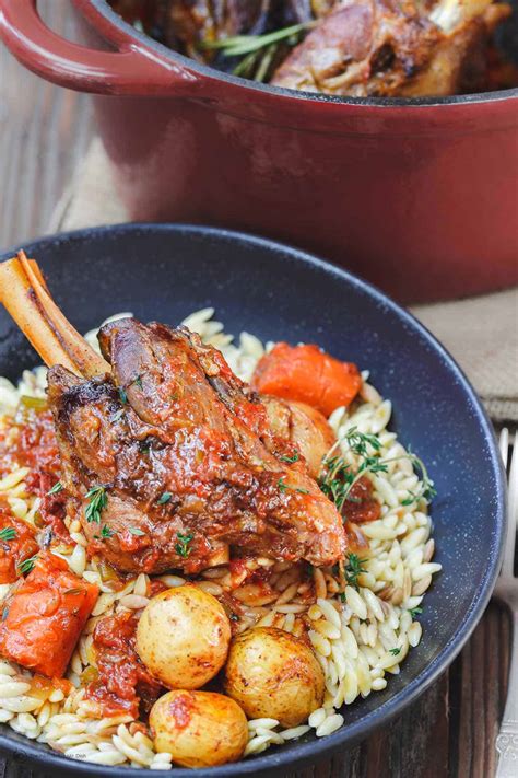 Mediterranean-Style Wine Braised Lamb Shanks with Vegetables | The Mediterranean Dish