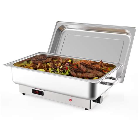 9QT Electric Chafing Dish Buffet Set, Digital Display Temperature Electric Chafer, Stainless ...