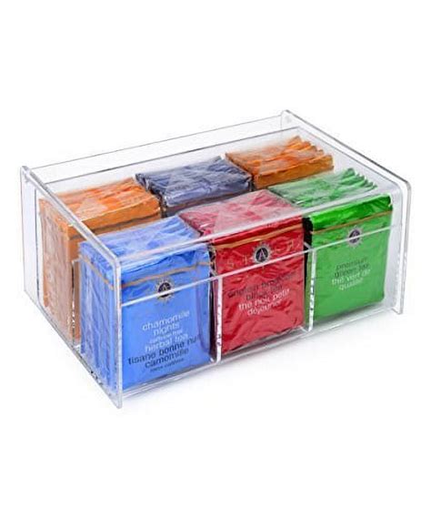 Acrylic Tea Bag Holder 6 Compact Tea Bag Organizer - Clear Tea Bag Storage Organizer Box with 6 ...