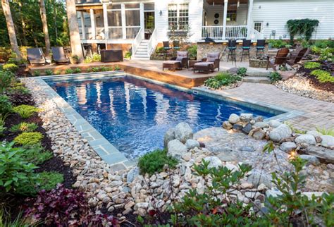 Pool Landscaping with Rocks | D Series Fiberglass Pools