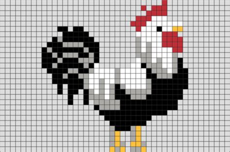 Rooster Pixel Art | Chicken cross stitch, Rooster cross stitch, Cross ...