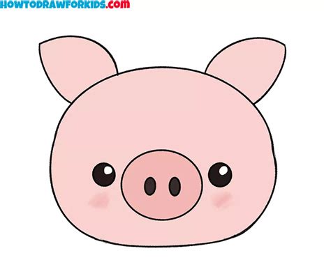 How to Draw a Pig Face for Kindergarten - Easy Drawing Tutorial For Kids Pig Face Drawing, Pig ...