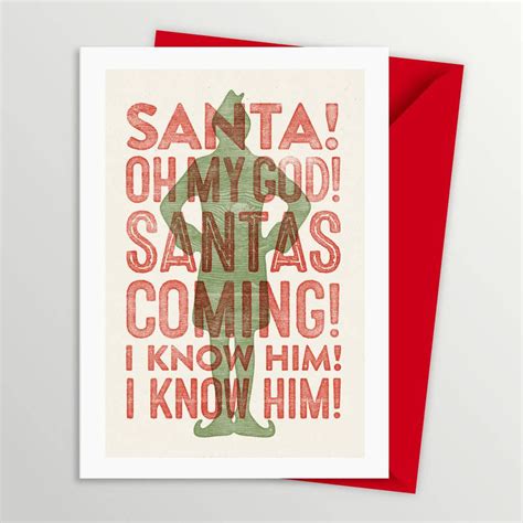 Buddy The Elf Santa's Coming Christmas Card | Elf christmas card ...