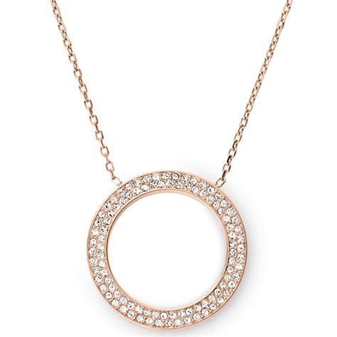 Lyst - Michael Kors Rose Goldtone Crystal Open Circle Pendant Necklace ...