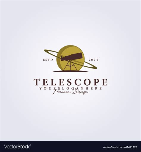 Telescope space planet astronomy logo Royalty Free Vector