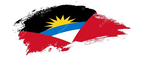 Premium Vector | National flag of antigua and barbuda with curve stain brush stroke effect on ...