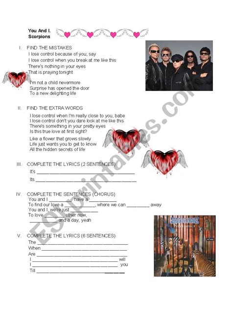 You and I by Scorpions - ESL worksheet by florecita75